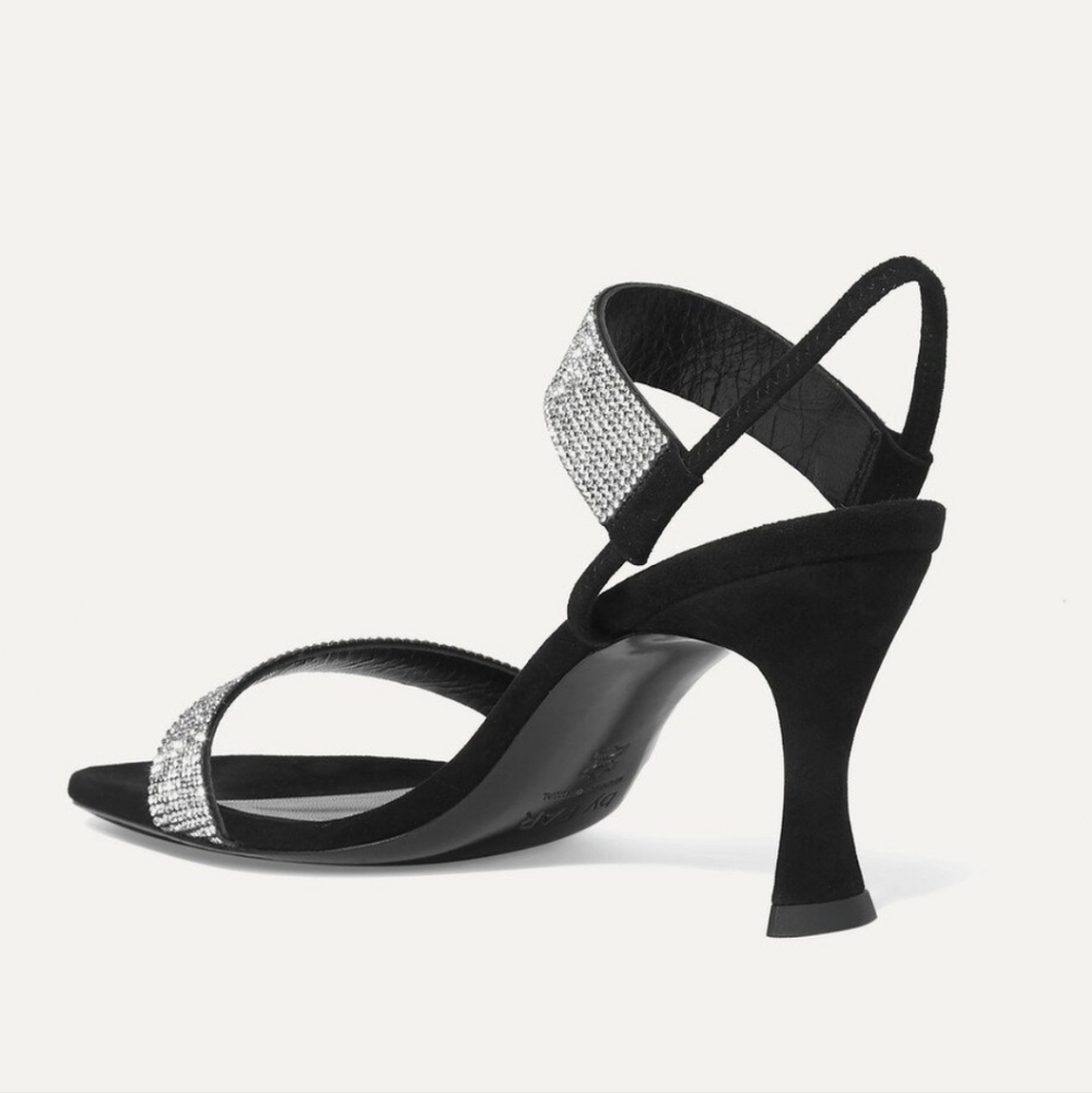 NIB BY FAR Black Suede and Crystal Strappy Slingback Heels EU‎ 40 - Picture 3 of 9
